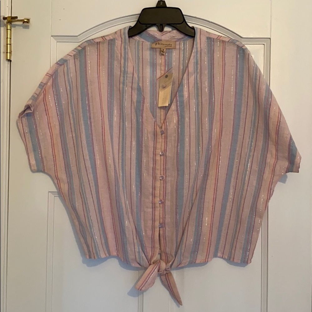 Philosophy Cotton tie front blouse